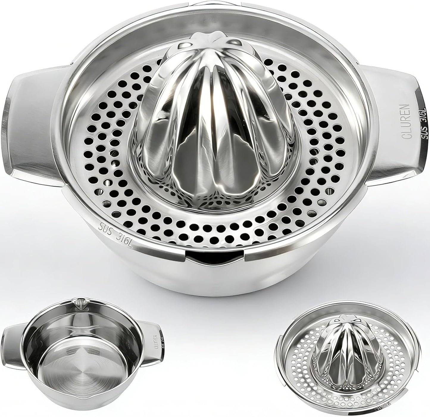 Premium 316L Stainless Steel Lemon Squeezer & Manual Juicer - Heavy Duty Hand Press for Orange, Citrus, Lime | Dishwasher Safe & Anti-Corrosion