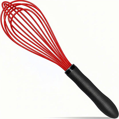 TEEVEA Silicone Whisk Set Non Scratch BPA Free for Nonstick Cookware, 3 Piece 8/10/12 Inch Stainless Steel Core Heat Resistant, Egg Beater for Cooking Baking, Black