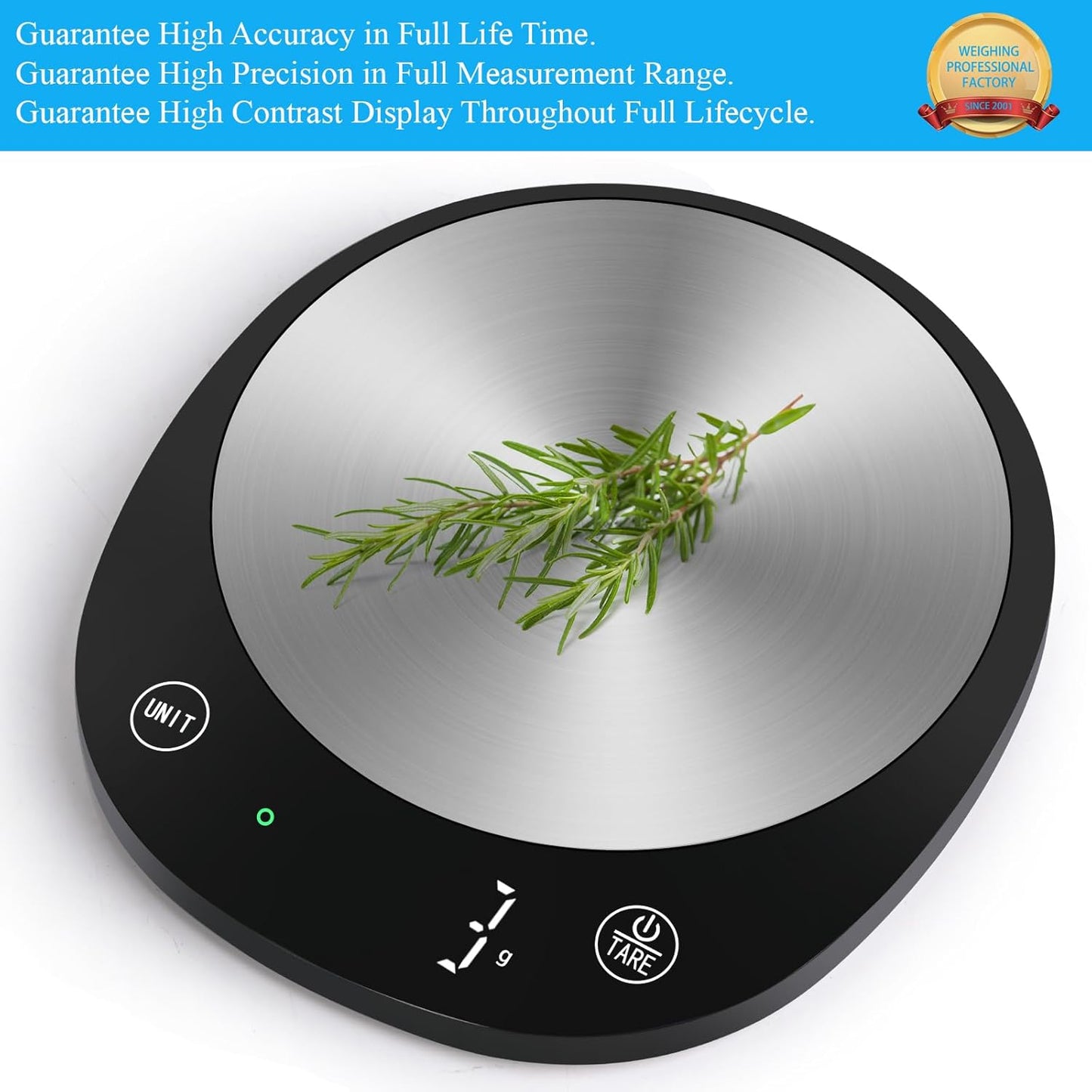 Homebuds 22lb/10kg Food Scale, Precision 0.1oz/1g by Our Professional Scale Factory Since 2001, Kitchen Scales Digital Weight Grams and Ounces for Cooking and Baking, LED, 3*AAA Batteries, Blue