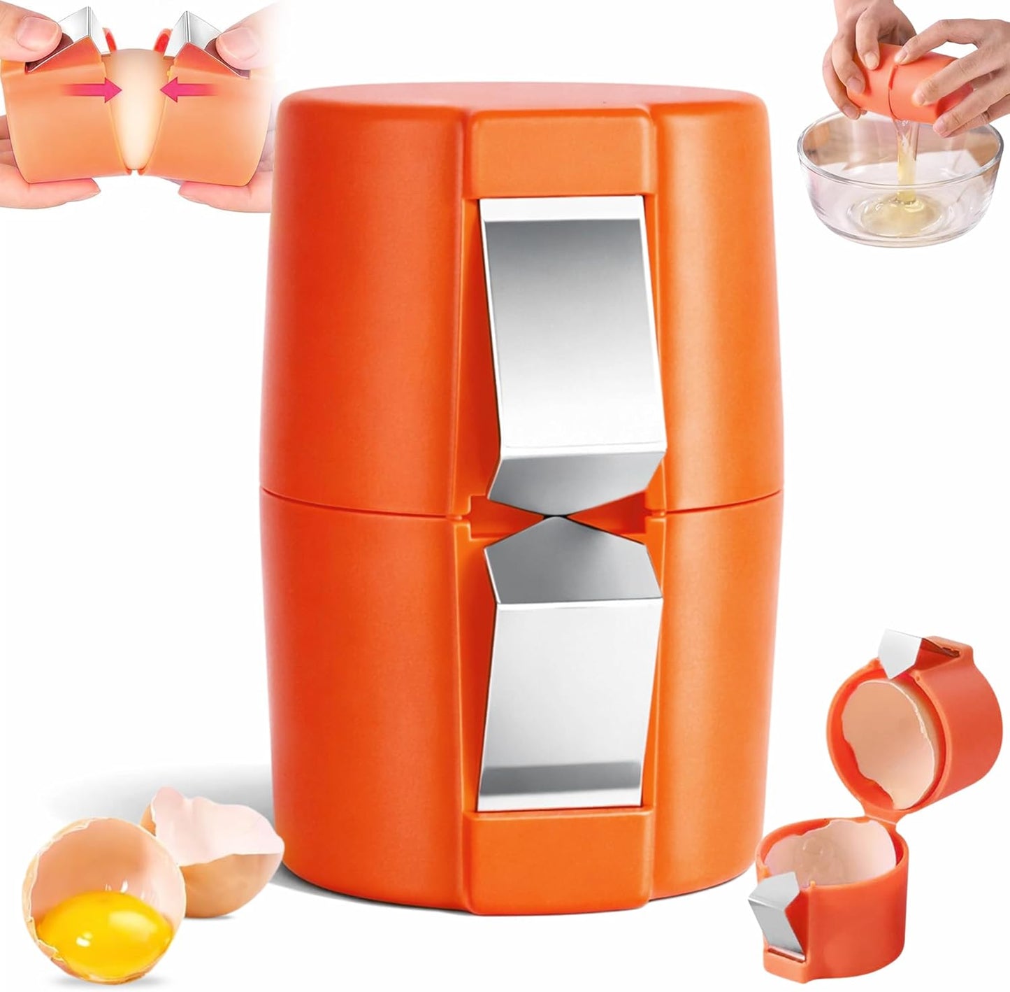 Egg Cracker & Egg Peeler Tool for Hard Boiled Eggs - Egg Shell Opener for Clean Boiled Egg Peeling - Egg Opener & Kitchen Gadget for No Mess Breakfast & Meal Prep (Yellow)