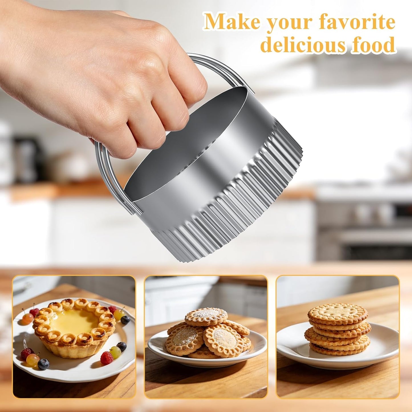 Biscuit Cutter Set, Dough Blender, Pastry Cutter, Biscuit Cutter, Dough Cutter,Pastry Cutter Set, Round Sifter,Baking Dough Tools for Cooking Cookies (3 Pcs/Set)