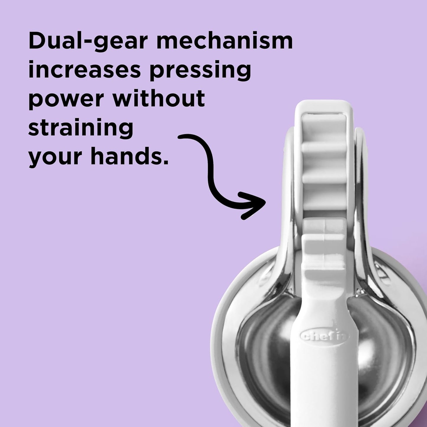 Chef'n FreshForce Lemon Squeezer Citrus Juicer, Manual Hand Press with Dual-Gear Power for Maximum Juice Extraction, Durable, Lime Green