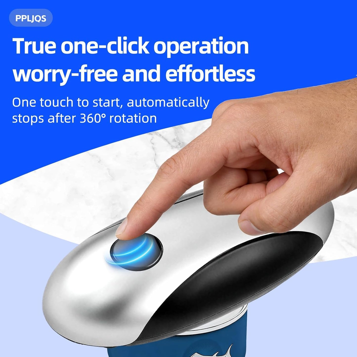 Rechargeable Electric Can Opener, One-Touch, Smooth Edge, USB-C Fast Charge, for Seniors, White