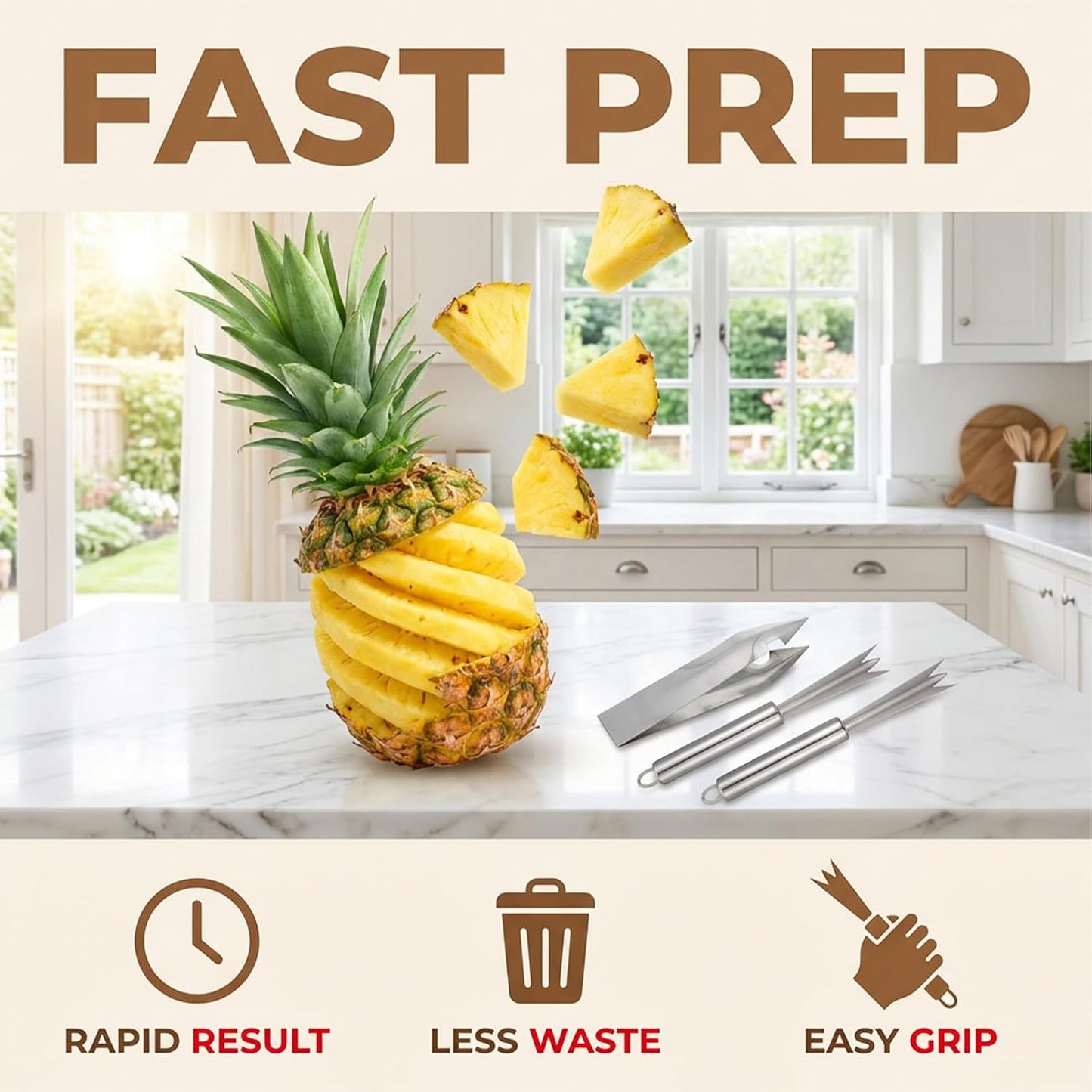 4 Pcs Pineapple Eye Remover Tool Set – Heavy Duty Stainless Steel Pineapple Eye Clip & V-Shape Cutter Knife, Multifunctional Pineapples Processing Tools for Kitchen, Fruit Store & Home Use