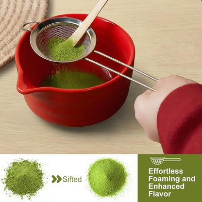 YOLIFE Matcha Whisk Set, Black Matcha Set, Ceramic Matcha Bowl and Whisk (Chasen), Holder, Sifter, Bamboo Scoop, Spoon & Spoon Rest, 7 Pcs Matcha Kit for Matcha Tea Ceremony