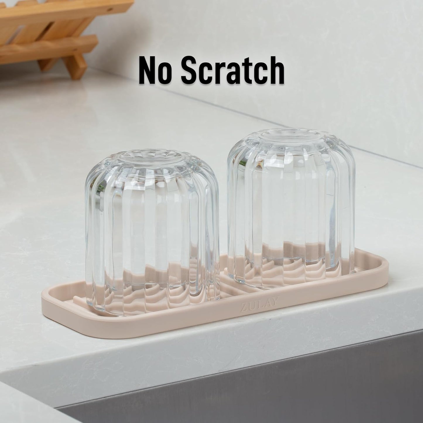 Zulay Kitchen (9x3.5in Sponge Holder for Kitchen Sink - Flexible Heavy-duty Multipurpose Sink Caddy - Counter Organizer for Kitchen, Bathroom, Makeup, Trinkets & More! (Grey)