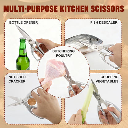 Herb Scissors, Shallot Scissors, Multipurpose 5 Blade Kitchen Herb Shears, Herb Cutter with Safety Cover and Cleaning Comb for Chopping Shallot Basil Chive Parsley