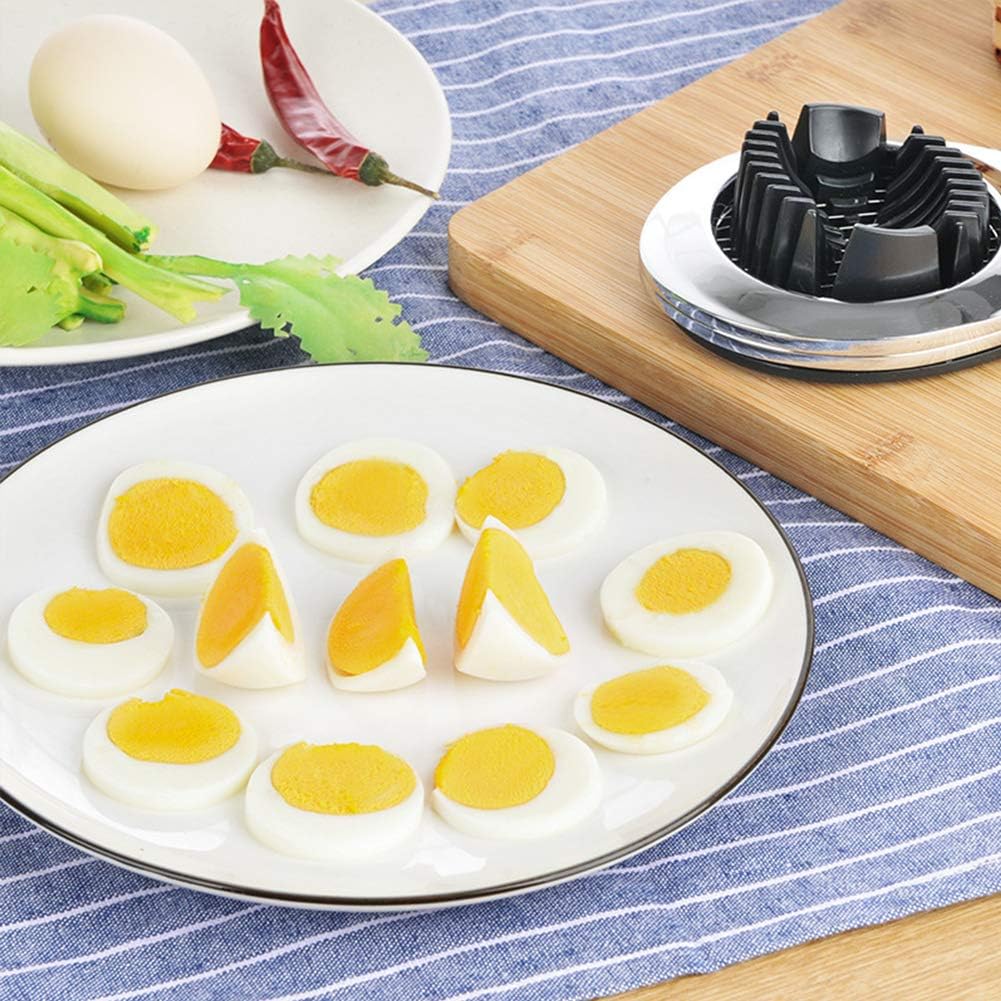 Egg Cutter, Stainless Steel Cutter Wire with 3 Slicing Styles, Manual Egg Slicer Kitchen Helper for Hard Boiled Eggs, Strawberry, Fruit Garnish Slicer, Labor Saving