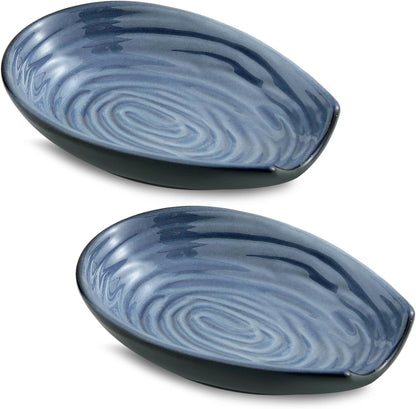 Hasense Spoon Rest for Stove Top - Blue Swirl Pattern Spoon Holder for Stove, Heat-Resistant Spoon Rest for Kitchen Counter, Ceramic Cooking Utensil Rest Ladle Holder for Spatula or Tong, 5.7 Inch