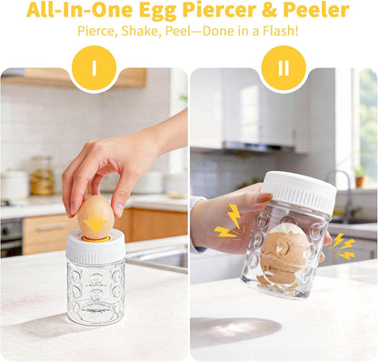 Luvan 2-in-1 Egg Peeler & Piercer Tool for Hard-Boiled Eggs – Built-in Hole Puncher & Quick Shake Egg Shell Remover for Cooking, Salads, Deviled Eggs, Breakfast Prep