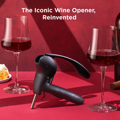Rabbit Original Lever Corkscrew Wine Opener with Foil Cutter and Extra Spiral (Silver)