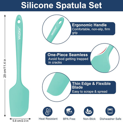 4 Pcs Silicone Spatula Set, 11.4 In, 600°F Heat Resistant Rubber Spatulas for Baking, Cooking & Mixing, Flexible and Non-Stick Kitchen Utensils, Seamless & Dishwasher Safe (Multicolor)