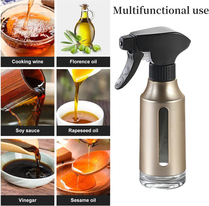 Oil Sprayer for Cooking,Stainless Steel Olive Oil Mister for Air Fryer Black Nozzel Dispenser Bottles Fat Reduction Glass Oil Control Spray Pot 6.35oz(180ml) Capacity