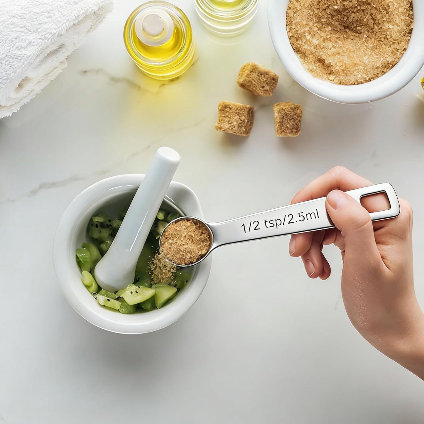 5PCS 1/2tsp(1/6tbsp, 2.5 ml) Measuring Spoon Teaspoons Stainless Steel Measure Spoons for Precise Cooking, Baking and Spices Measurement