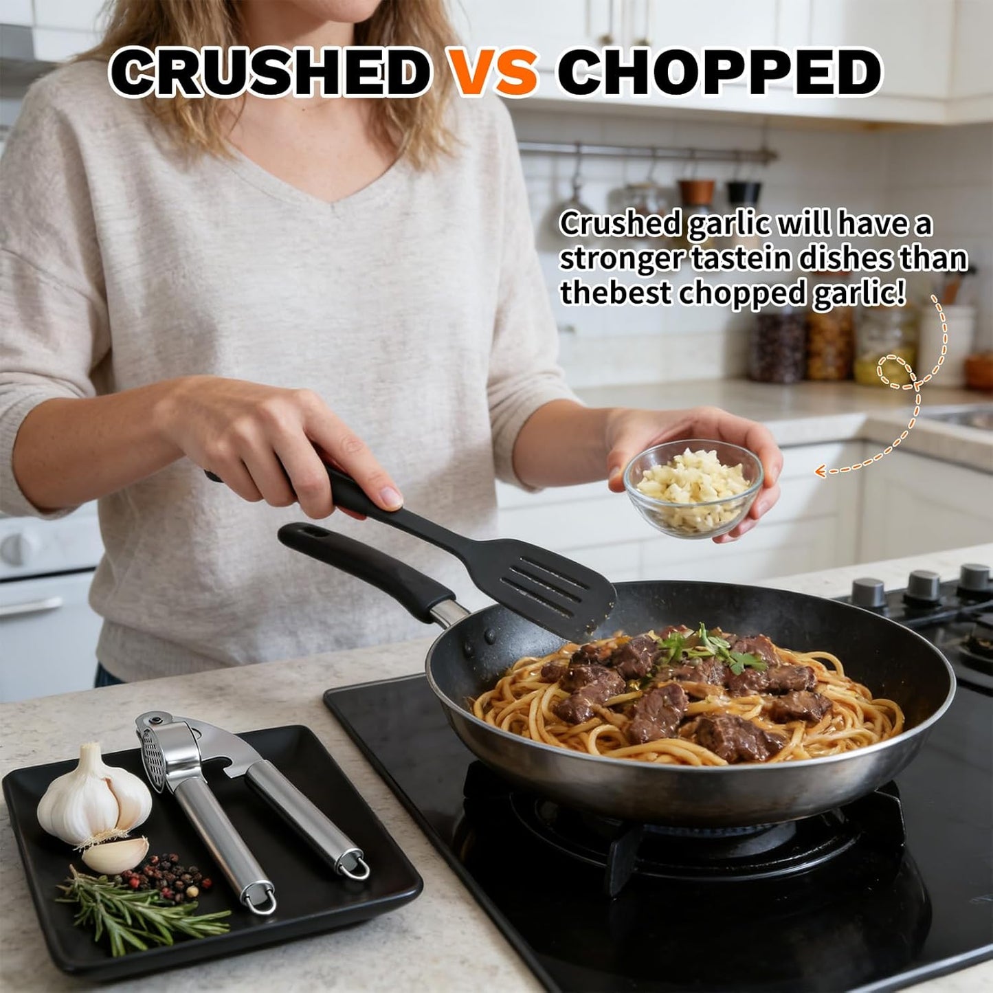 Stainless Steel Garlic Press,Thickened Garlic Crusher,Ergonomically Designed Handle for Effortless Garlic Paste Preparation, Comfortable Grip, Easy to Clean,Rustproofing