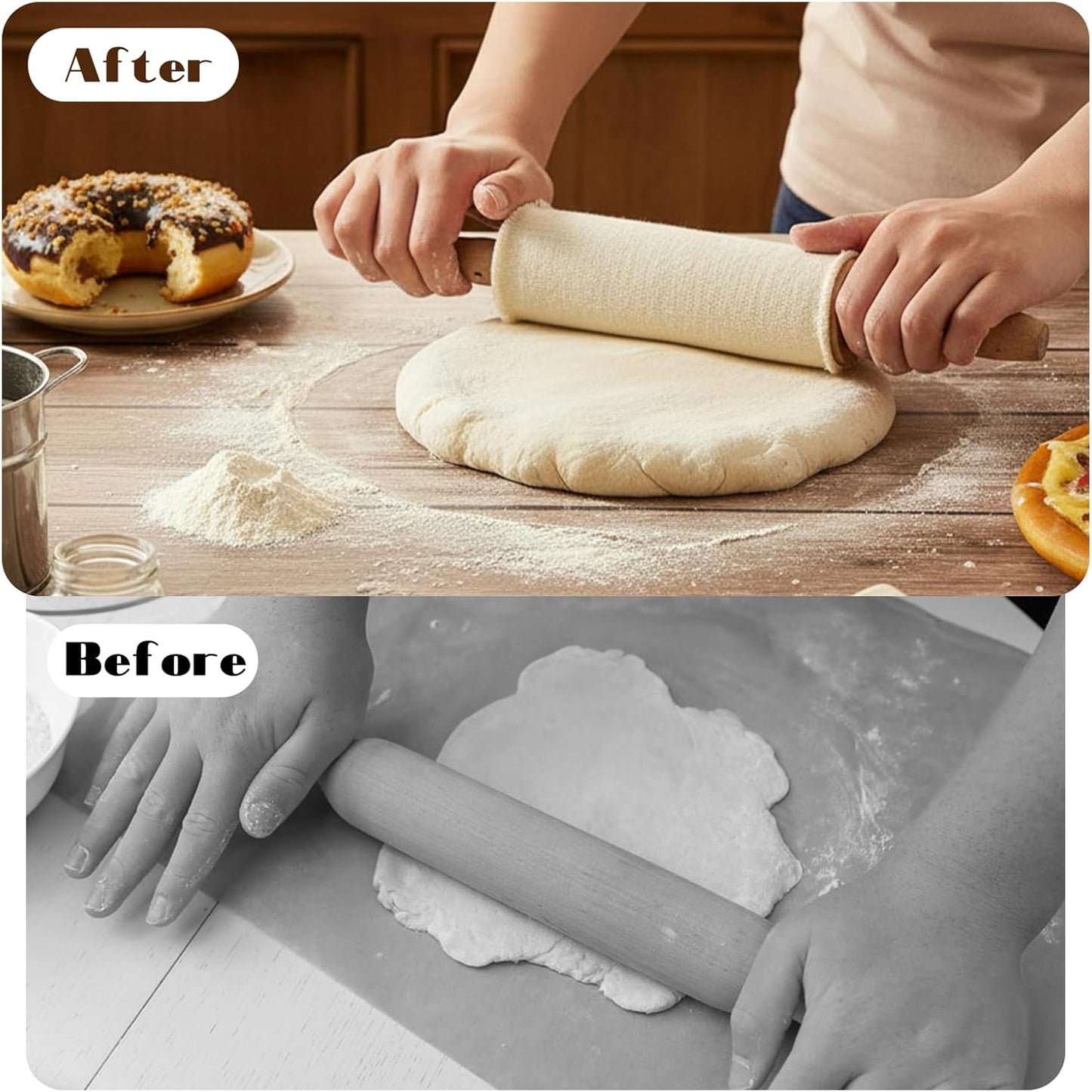 4 Rolling Pin Covers 14.96 x 1.97 Inch Cotton White Rolling Pin Sock Sleeve for Non-Stick Dough Baking Absorbs Excess Flour So Pastries Come out Light and Flakey