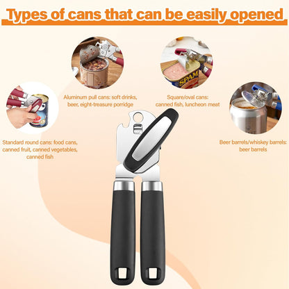 Can Opener Manual, 6 Pack Manual Can Opener Bulk, Heavy Duty Smooth Edge, Rust Resistant Kitchen Gadget for Square Round Cans, Jars, Beer Bottles,for Seniors,Kitchen Supplies,Restaurant staff