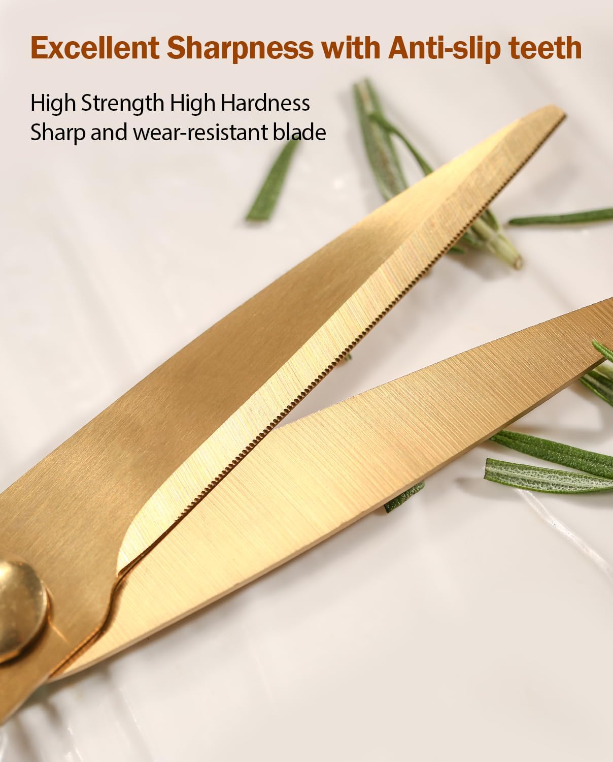 Heavy Duty Kitchen Scissors, Titanium Coated All Purpose Shears - Extra Sharp Detachable Blades for Poultry, Chicken Bones, Meat, Vegetables, Herbs | Micro Serrated & Ergonomic Handle
