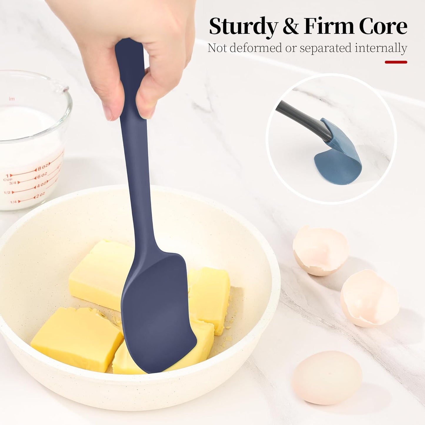 600ºF Heat Resistant Spatulas, High Heat Food Safe Semless Kitchen Silicone Scraper Set for Cooking Baking Mixing Scraping Stirring Nonstick Cookware Pan Bowl (4Pcs,Aqua Sky)