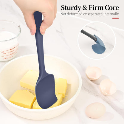 600ºF Heat Resistant Spatulas, High Heat Food Safe Semless Kitchen Silicone Scraper Set for Cooking Baking Mixing Scraping Stirring Nonstick Cookware Pan Bowl (4Pcs,Aqua Sky)