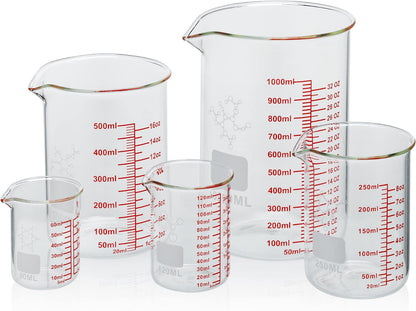 High Borosilicate Glass Measuring Cup-V-Shaped Spout，Glass Measuring Beaker for Kitchen or Restaurant, Easy to Read, 60 ML (2 Oz)-Pack of 2