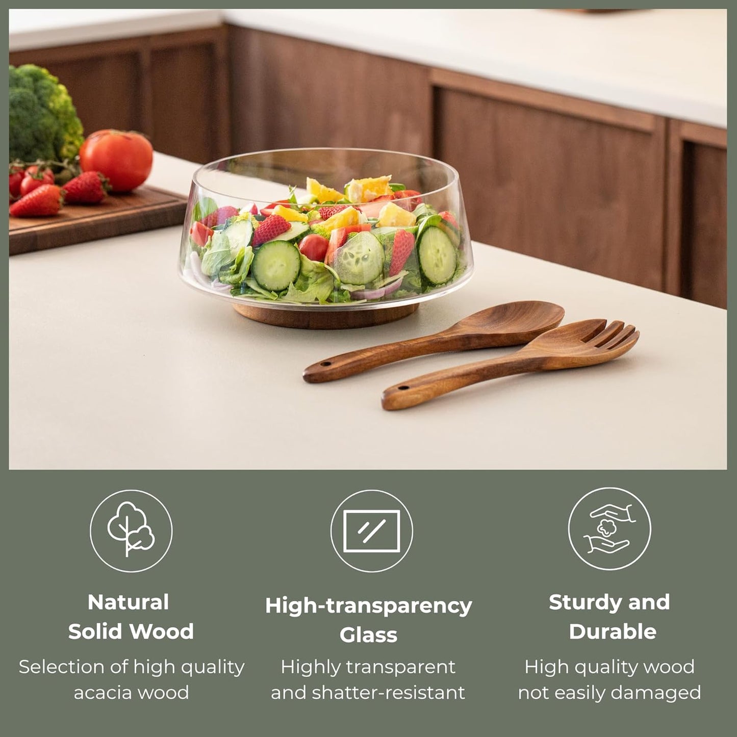 Muso Wood Acacia Salad Servers,10-inch,set of 2 (Acacia salad servers)