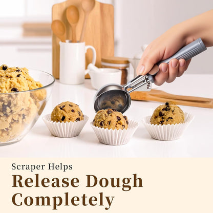 HOMURE H 4 oz Scoop, Large Ice Cream Scoop with Trigger, #8 Disher, Muffin Scoop, Portion Scoop, Cookie Scoop for Baking, Grey Handle, for Making Ice Cream Cookie Muffin Cupcake Mashed Potato