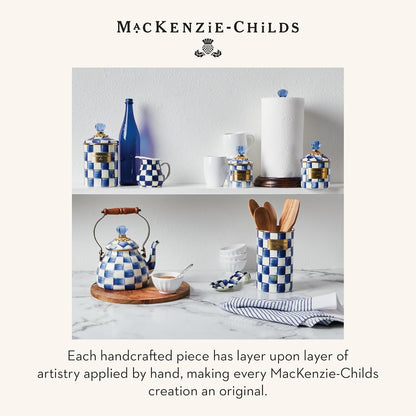 MACKENZIE-CHILDS Enamel Spoon Rest, Kitchen Spoon Holder and Utensil Rest for Stovetop, Black-and-White Courtly Check
