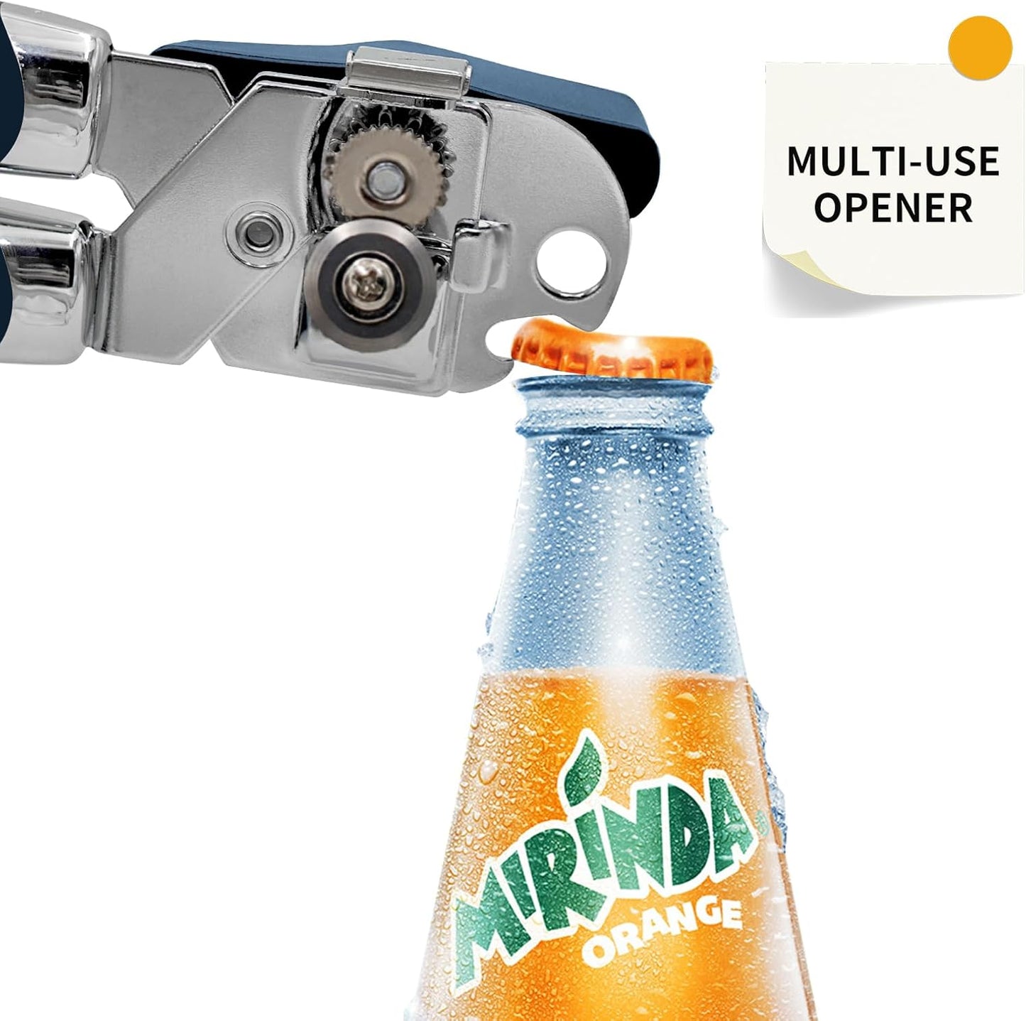 Safring Can Opener Manual with Magnet, Stainless Steel Handheld Heavy Duty Can Opener, Sharp Blade Smooth Edge, Comfortable Handle, Can Openers with Multifunctional Bottle Opener, Red