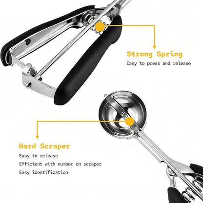 Cookie Scoop Set, Cookie Scoops for Baking Set of 3, Cookie Dough Scoop, Small/Large Ice Cream Scoop, 1/2/3 Tbsp Cookie Scoop with Trigger, Ice Cream Scooper, 18/8 Stainless Steel, Non-Slip