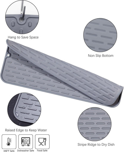 To encounter Silicone Dish Drying Mat - Extral Large 24" x 18" - Set of 2 Flexible Rubber Drying Mat, Heat Resistant Silicone Trivet, Countertop Mat, Dish Draining Mat, Sink Mat