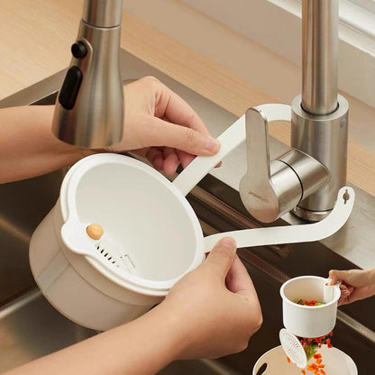 yanxiao Sink Strainer Basket - Multifunction Hanging Sink Colander Drain Basket, Upgrade Quick Draining Kitchen Tool with Bottom Release for Mess-Free Hands-Free Cleanup (Green)