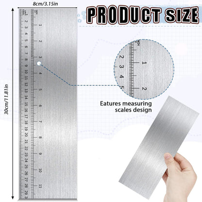 Jeffdad 12 Inch Metal Cake Scraper Smoother with Scale Stainless Steel Cake Edge Smoother Cake Decorating Comb Baking Scraper Tool for Mousse Butter Cream Cake Decoration