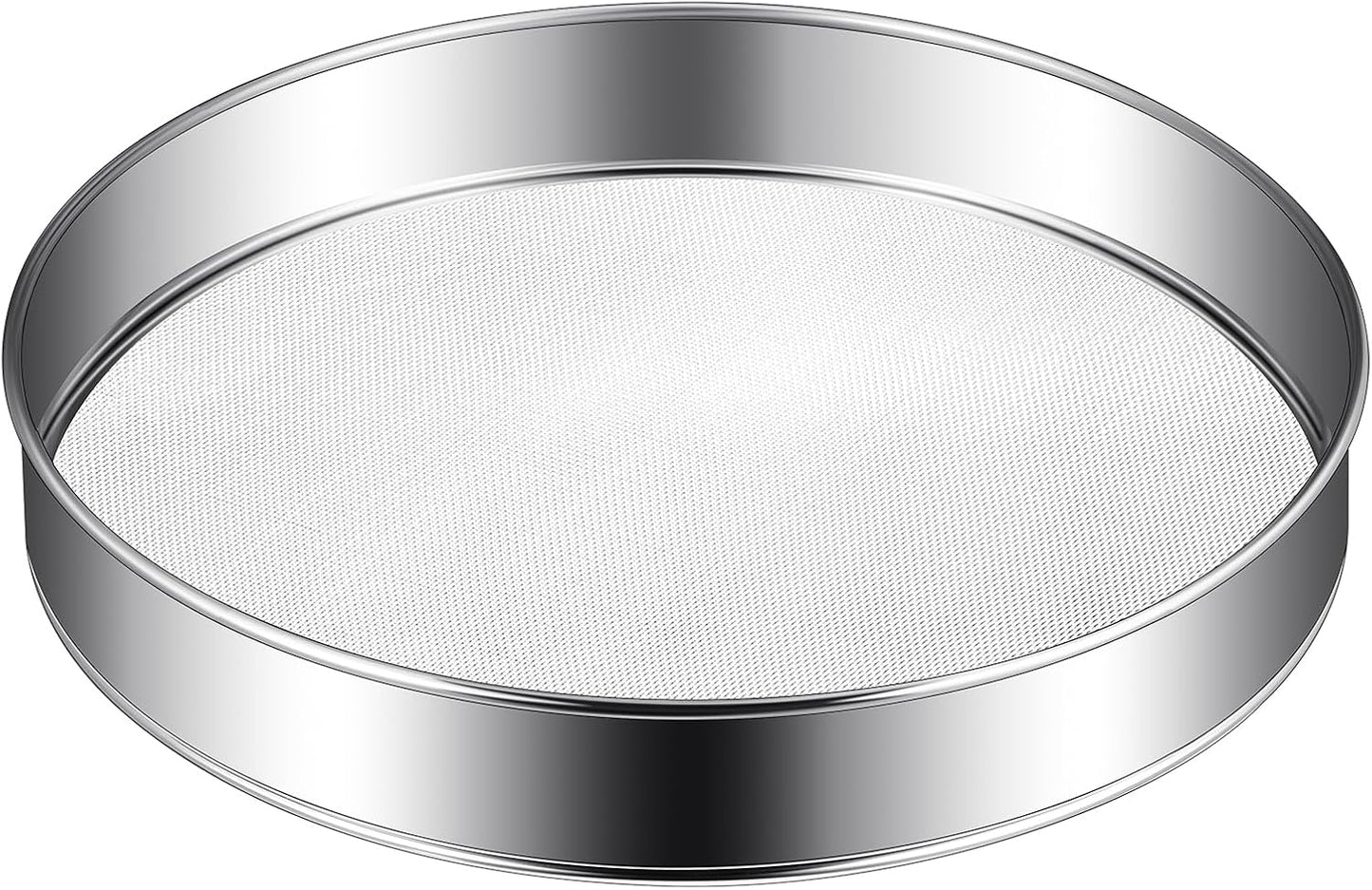 Patelai 1 Pc Stainless Steel Round Flour Sifter Sieve Fine Mesh for Bake Decorate Cakes, Pies, Pastries, Cupcakes (8 Inch 60 Mesh)