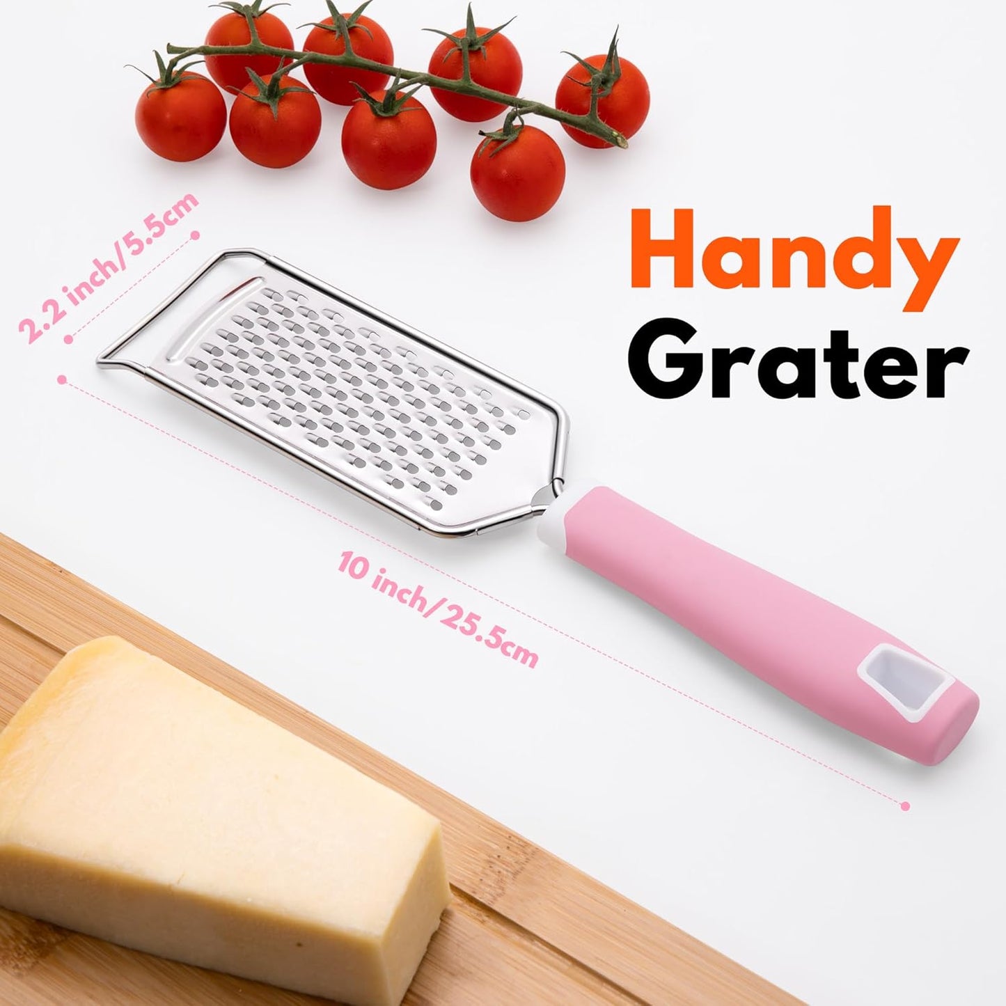 Rainspire Professional Cheese Graters for Kitchen Stainless Steel Handheld, Metal Lemon Zester Grater With Handle For Cheese, Chocolate, Spices, Kitchen Gadgets And Tools, Soft Grip Handle, Black