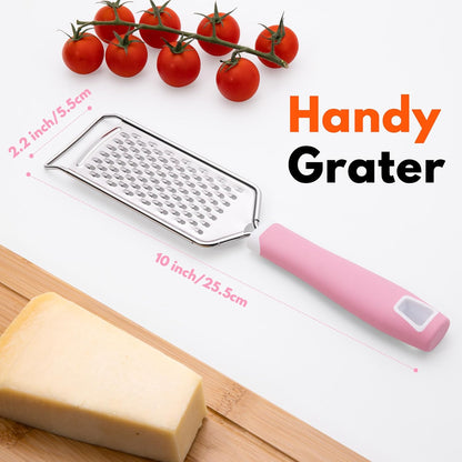 Rainspire Professional Cheese Graters for Kitchen Stainless Steel Handheld, Metal Lemon Zester Grater With Handle For Cheese, Chocolate, Spices, Kitchen Gadgets And Tools, Soft Grip Handle, Black