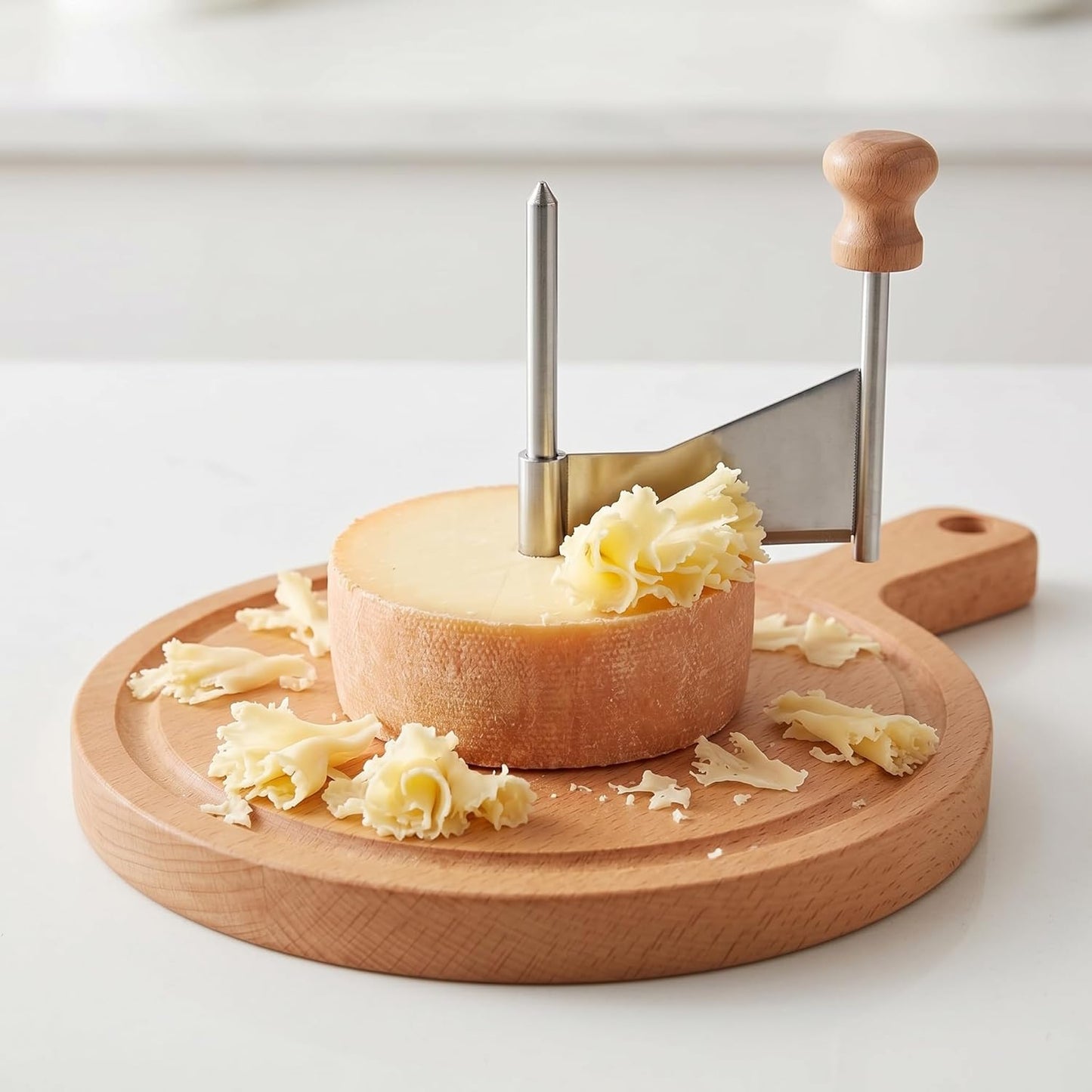 Angoily Cheese Curler, Rotary Cheese Cutter with Wooden Handle, Cutters Slicer for for Block Butter Chocolate, To Create Beautiful Rose-Shaped Cut, Kitchen Restaurants Dessert Shop