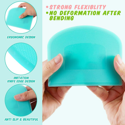 Thyle 20 Pcs Plastic Dough Scraper Set Bowl Multipurpose Dough Cutter Flexible Scraper Spatula for Kitchen Baking Tool Cake Bread Pizza Food Pastry Icing Fondant, White, Pink, Green and Blue