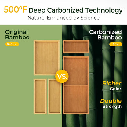 keechee Carbonized Bamboo Kitchen Drawer Organizer, 10 Slots Expandable Silverware Organizer, Utensil Holder & Cutlery Tray, 2.2" Deep for Extra Capacity, Non-Slip Feet Included