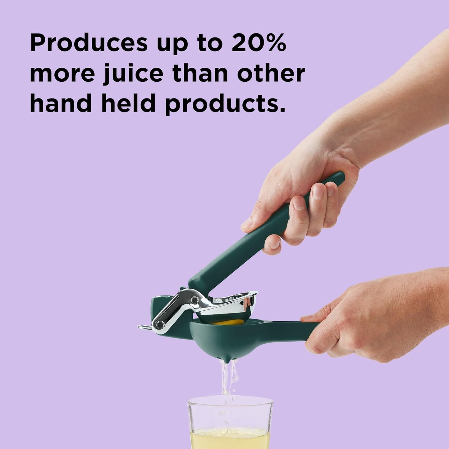 Chef'n FreshForce Lemon Squeezer Citrus Juicer, Manual Hand Press with Dual-Gear Power for Maximum Juice Extraction, Durable, Lime Green