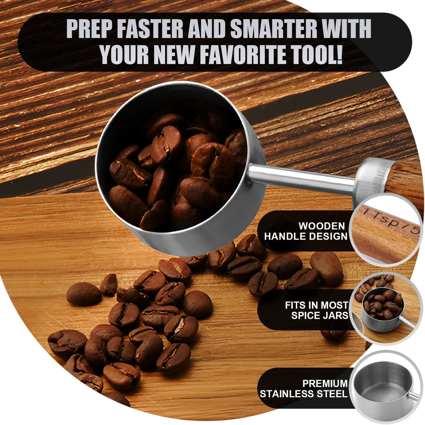 SHIKORI Gold Measuring Cups and Spoons Set with Wood Handles, Premium Stainless Steel Measuring Spoons and Measuring Cups Set-Gold