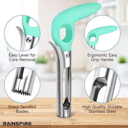 Rainspire Apple Corer Tool Kitchen Apple Core Remover Stainless Steel Comfortable Nonslip Handle, Dishwasher Safe, Red