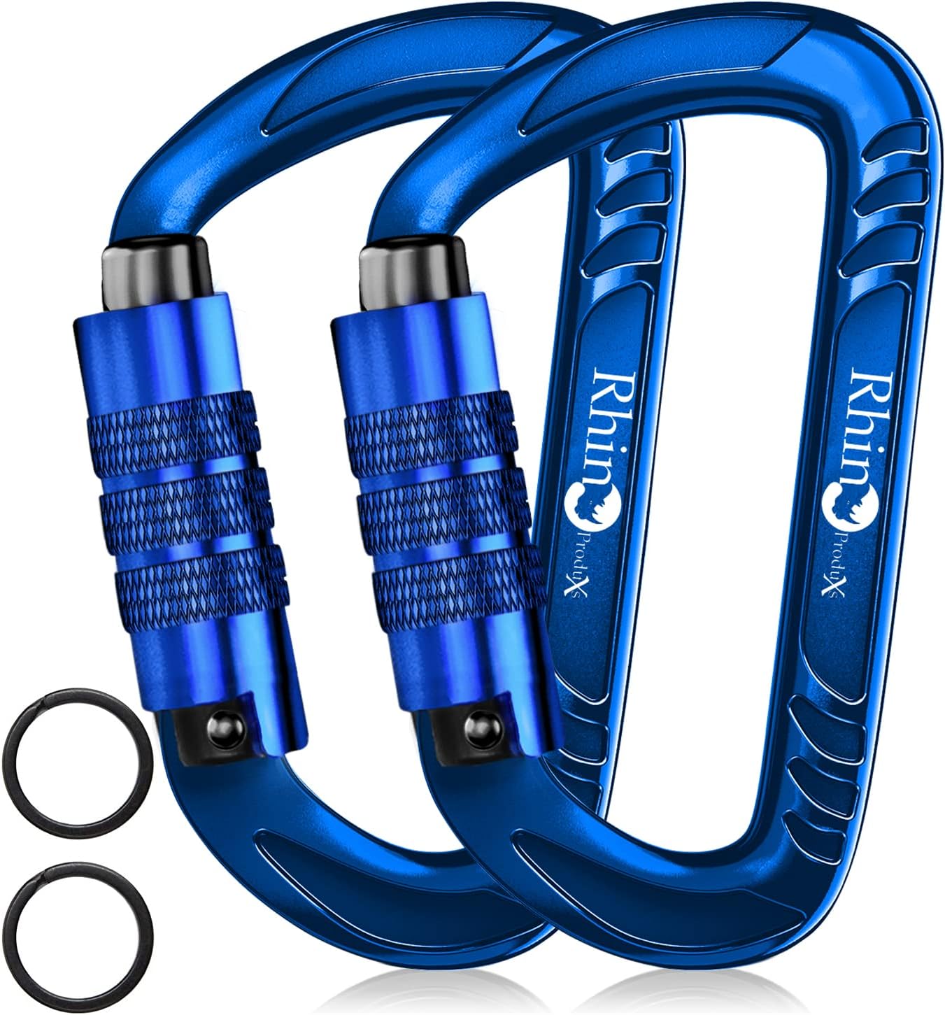 Rhino Produxs 12kN (2697 lbs) Heavy Duty Carabiner Clips, for Securing Pets, Outdoor, Camping, Hiking, Hammock, Dog Leash Harness, Keychains