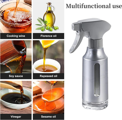 Oil Sprayer for Cooking,Stainless Steel Olive Oil Mister for Air Fryer Black Nozzel Dispenser Bottles Fat Reduction Glass Oil Control Spray Pot 6.35oz(180ml) Capacity