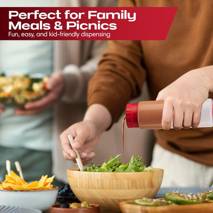 Chef Master Squeeze Bottle for Sauces (16oz) - Inverted, FIFO Refillable Bottle - Condiment Squeeze Container for Liquids, Sauce, Batter & Dressing - Made for Restaurants, Diners & Food Trucks - 90290
