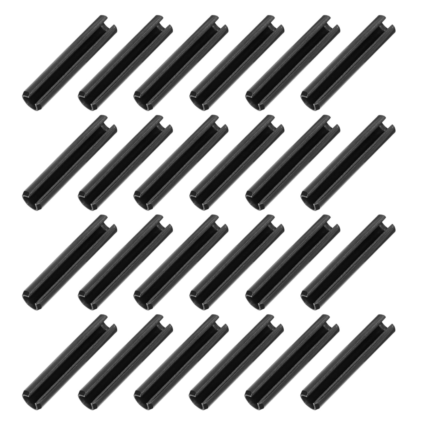 MECCANIXITY 25Pcs Slotted Split Roll Pins 1/2 Inch(12mm) Dia. 1-2/5 Inch(35mm) Length 65Mn Steel Spring Tension Expansion Dowels for Secure Fastening, Black - Colors B