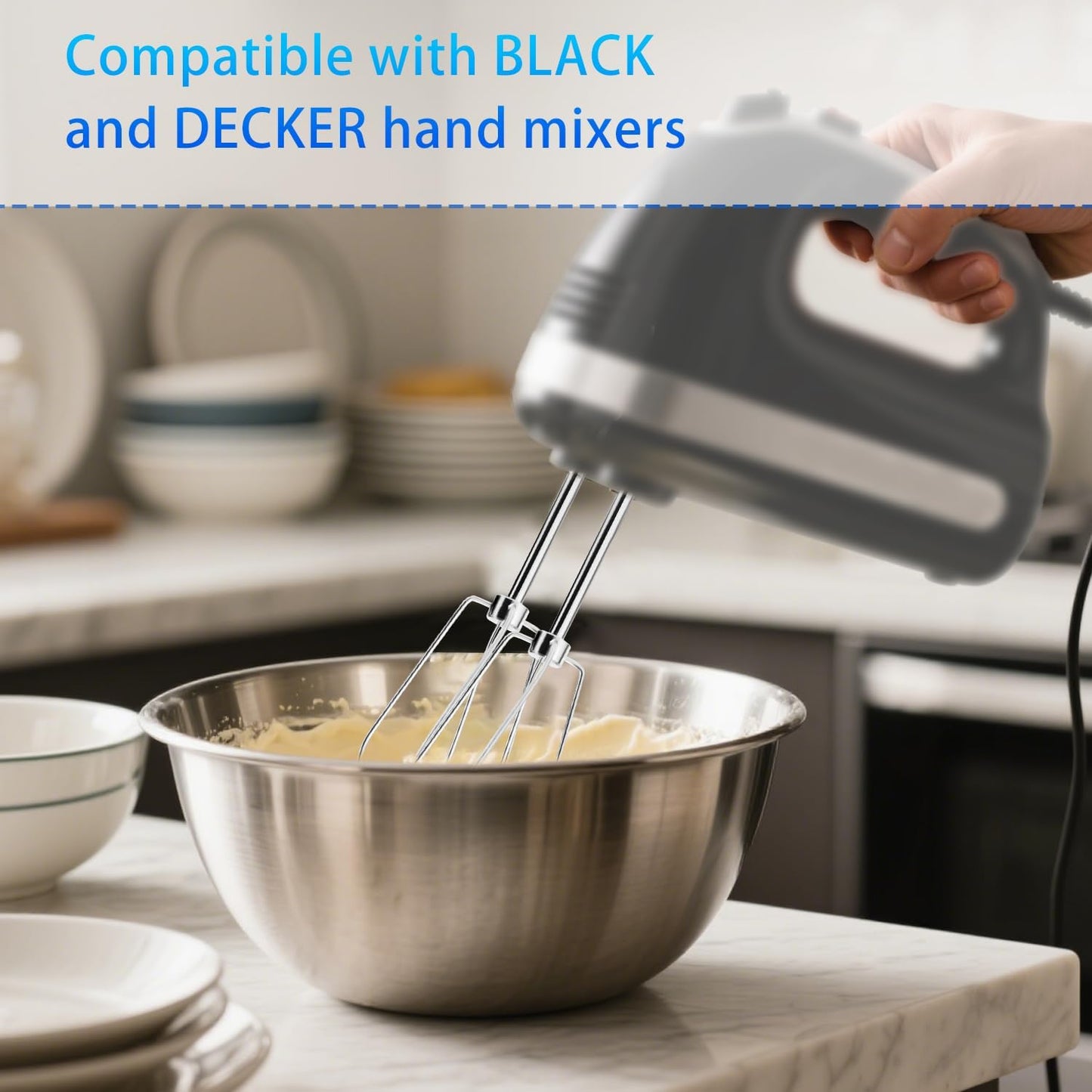 2pcs Hand Mixer Beaters Attachments Compatible with BLACK & DECKER, Universal Stainless Steel Electric Hand Mixer Whisk Replacement for Cooking and Baking