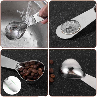 2PCS Stainless Steel Coffee Scoops, 2 Tbsp Measuring Spoons (30ml), Short Handle Tablespoons for Coffee, Tea, Sugar, Kitchen Gift Set (Silver)