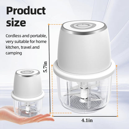 Electric Garlic Chopper, Mini Food Processor & Vegetable Chopper, 350ml Portable Cordless USB Rechargeable Garlic Chopper, Mini Chopper for Onion, Herb, Nut, Easy to Clean Glass Container（Blue）