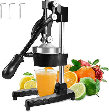 Cast Iron Manual Citrus Juicer Press, Commercial Heavy Duty Cast Iron Fruit Juicer for Home Kitchen, Professional Manual Juicer Press for Orange or Lemon, Easy to Clean and Use, High Juice Yield